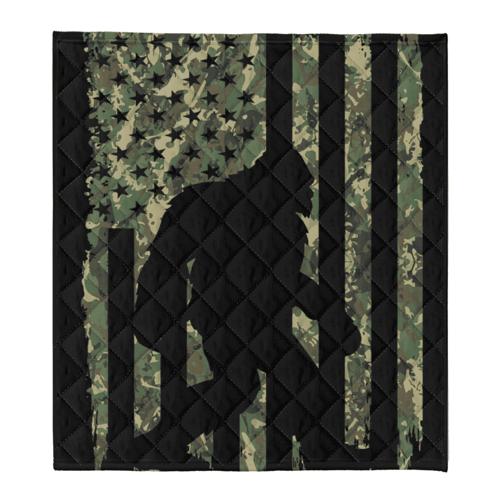 Bigfoot Blanket, Bigfoot I Believe Sasquatch Patriot American Flag Blanket