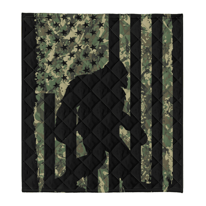 Bigfoot Blanket, Bigfoot I Believe Sasquatch Patriot American Flag Blanket