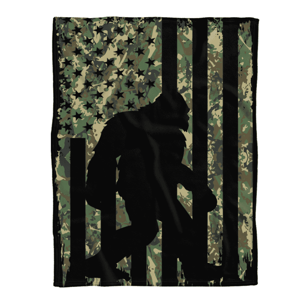 Bigfoot Blanket, Bigfoot I Believe Sasquatch Patriot American Flag Blanket