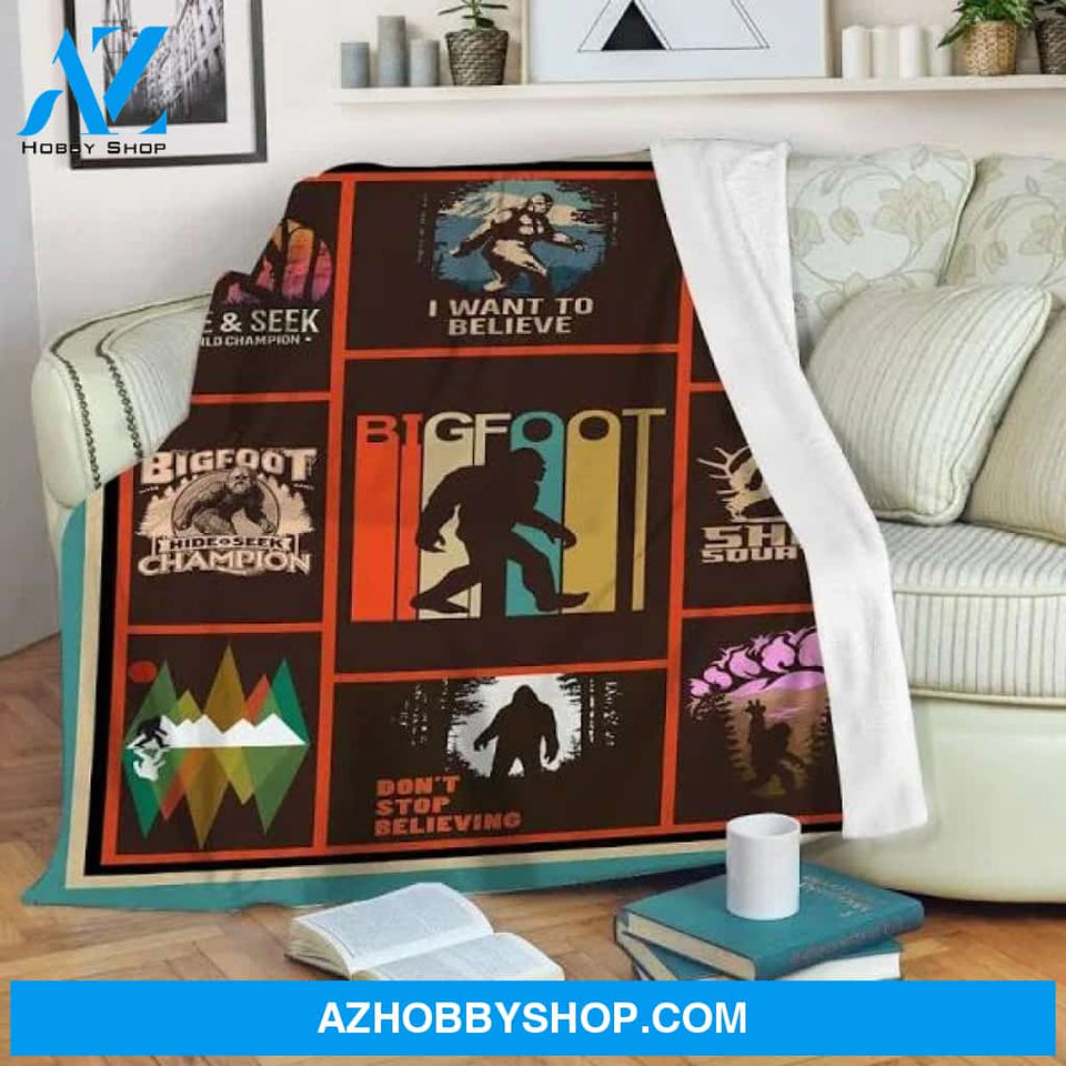 Bigfoot Blanket, Soft Fleece Blanket Bigfoot Believe, Champion, Shed squatch Chipteeamz