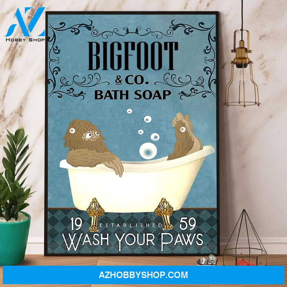 Bigfoot & Co Bath Soap Wash Your Paws Canvas And Poster, Wall Decor Visual Art