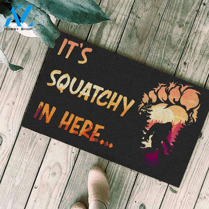Bigfoot Doormat, It's Squatchy In Here Doormat, Bigfoot Camping Doormat Gift for Bigfoot Lover