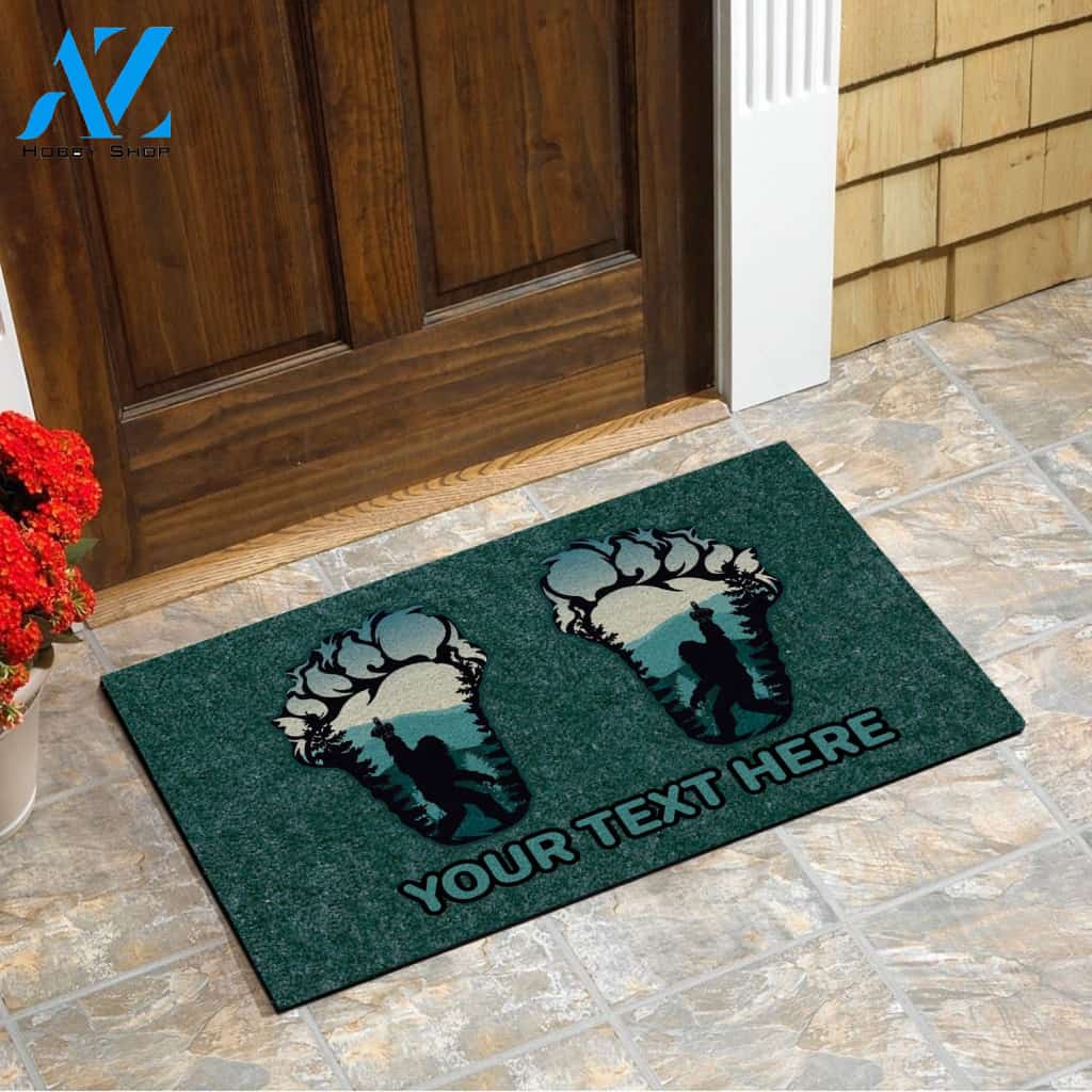 Bigfoot Personalized Doormat, Bigfoot Custom Text Doormat, Bigfoot Camping Doormat