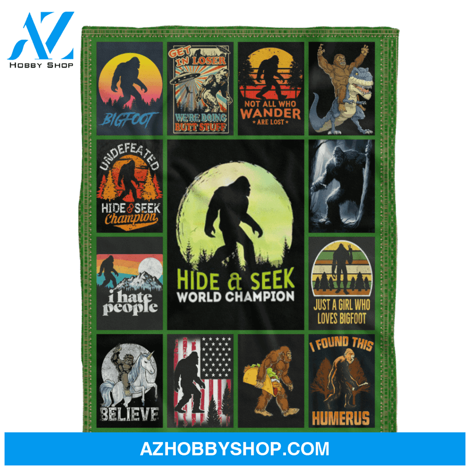 Bigfoot Sasquatch Yeti Hide And Seek World Champion Fleece Blanket
