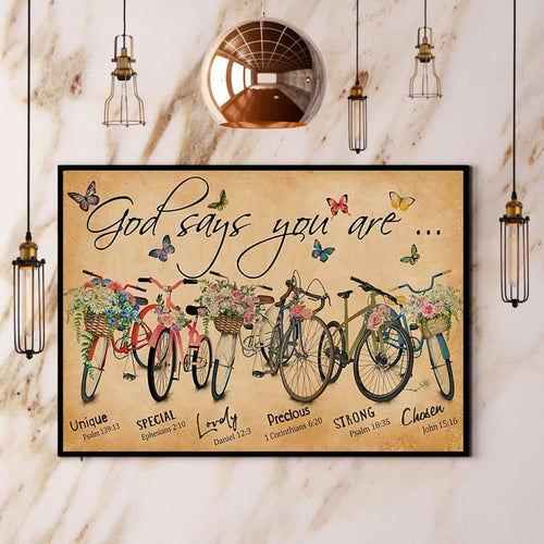 Bike & Butterfly God Says You Are Unique Special Lovely Paper Poster No Frame Matte Canvas Wall Decor
