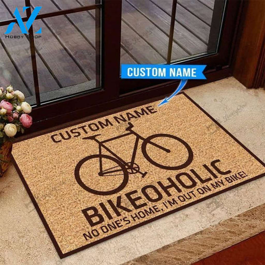 Bikeoholic I'm Out On My Bike Cycling Custom Doormat | Welcome Mat | House Warming Gift