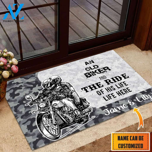 Biker and the ride Doormat Full Printing | Welcome Mat | House Warming Gift