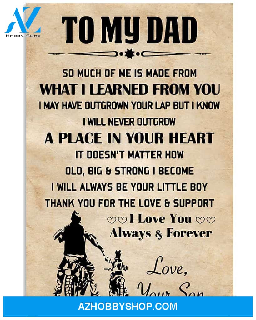Biker Art, To My Dad I Love You Always And Forever Vertical Canvas Wall Art