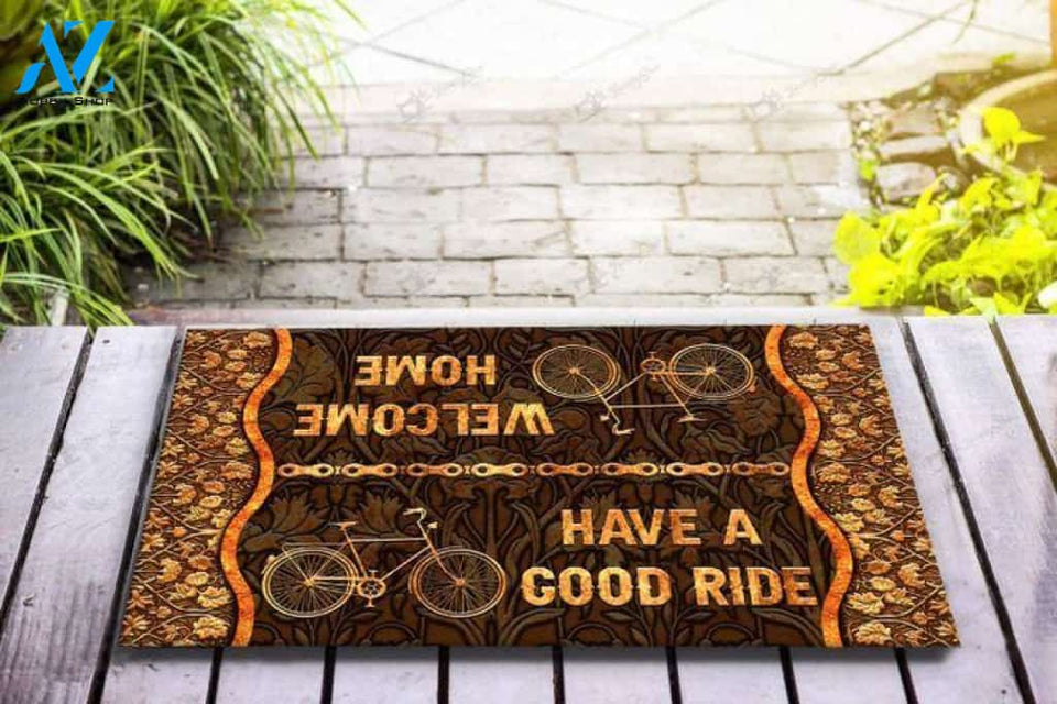 Biker Have a good ride Classical Brown Doormat | Welcome Mat | House Warming Gift