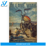 Biker In Love With Dogs Motorcycle Poster Canvas Wall Decor Visual Art