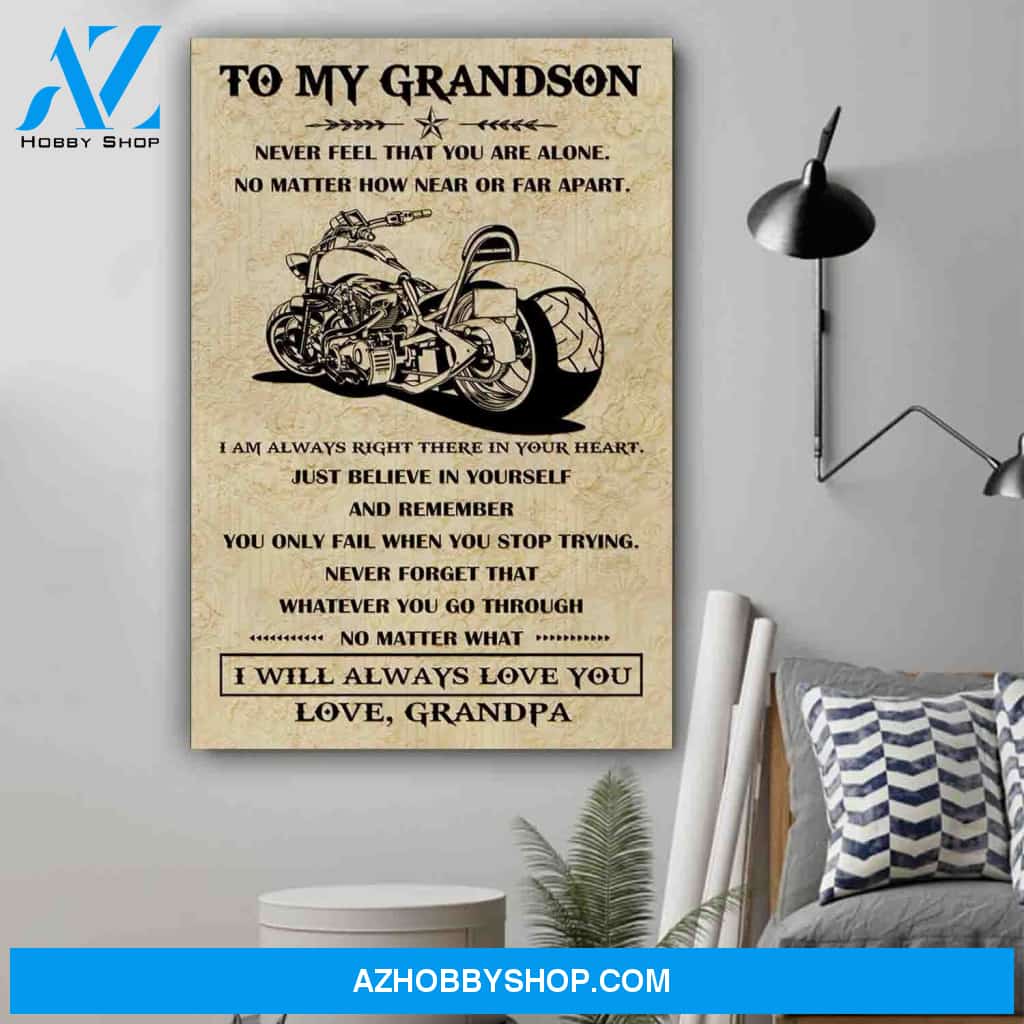 G-biker Poster Grandpa To Grandson I Will Always Love You, Boys Christmas Gifts For Grandsons