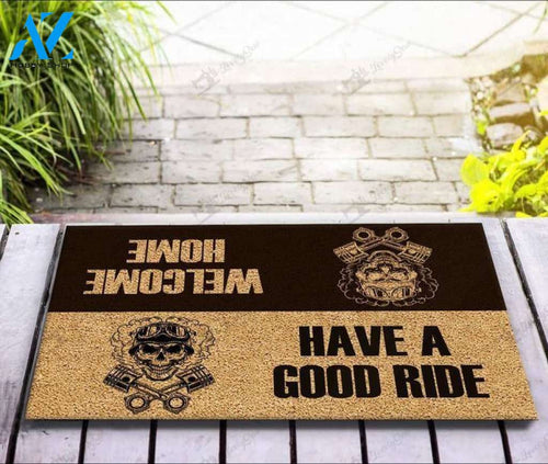 Biker skull have a good ride Doormat | Welcome Mat | House Warming Gift