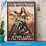 Biker Some Girls Have Tattoos Ride Motorcycle Canvas And Poster, Wall Decor Visual Art