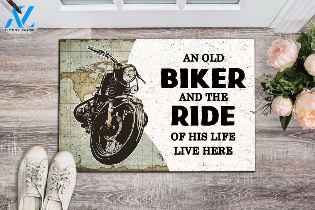 Biker The ride of his life Indoor and Outdoor Doormat Warm House Gift Welcome Mat Gift for Labrador Lovers Birthday Gift
