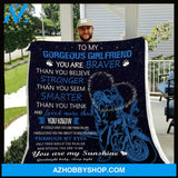 Biker To My Gorgeous Girlfriend Fleece Blanket - Gift For Girlfriend