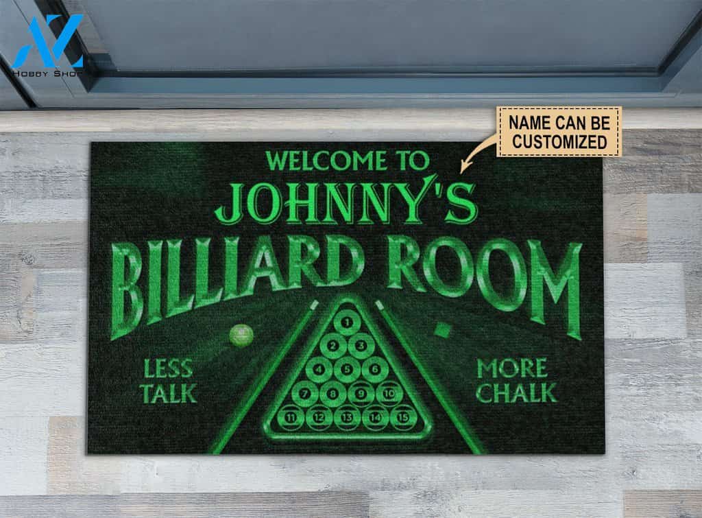 Billiard Room Less Talk More Chalk Custom Doormat | Welcome Mat | House Warming Gift