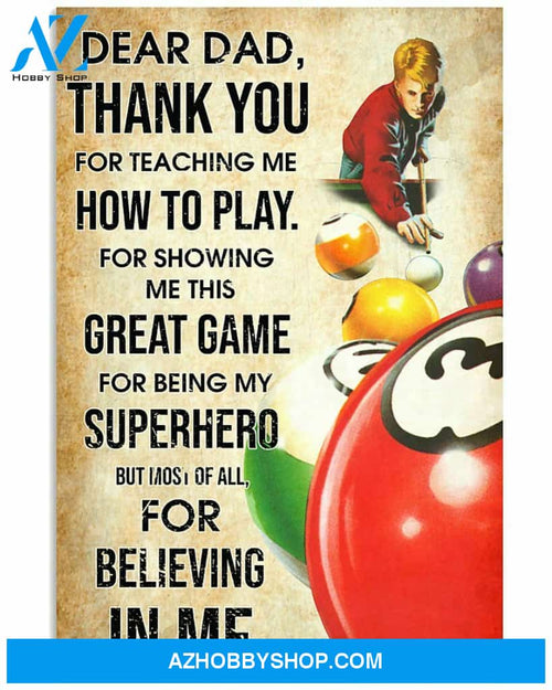 Billiards Thank You Dad Vertical Canvas And Poster, Wall Decor Visual Art