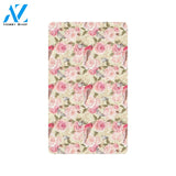 Bird Butterfly Pink Flower Print Pattern Rubber Doormat