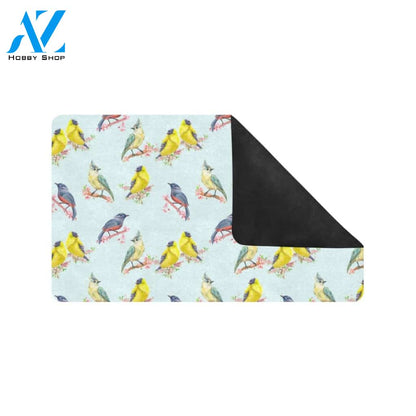 Bird Sweet Themed Print Pattern Rubber Doormat