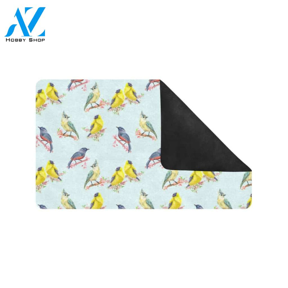Bird Sweet Themed Print Pattern Rubber Doormat