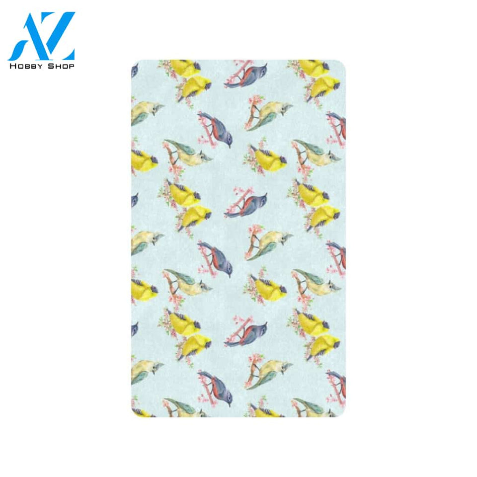 Bird Sweet Themed Print Pattern Rubber Doormat