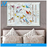 Birds and Windows Canvas Wall Art Decor, Wall Decor Visual Art