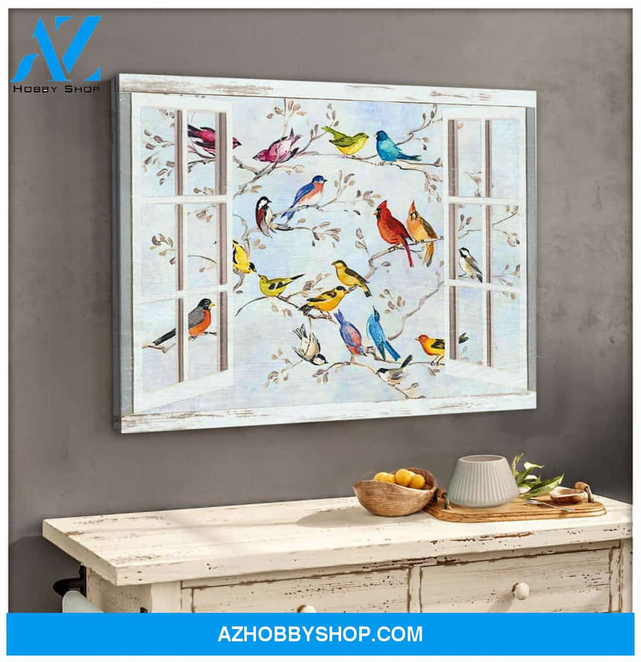 Birds and Windows Canvas Wall Art Decor, Wall Decor Visual Art
