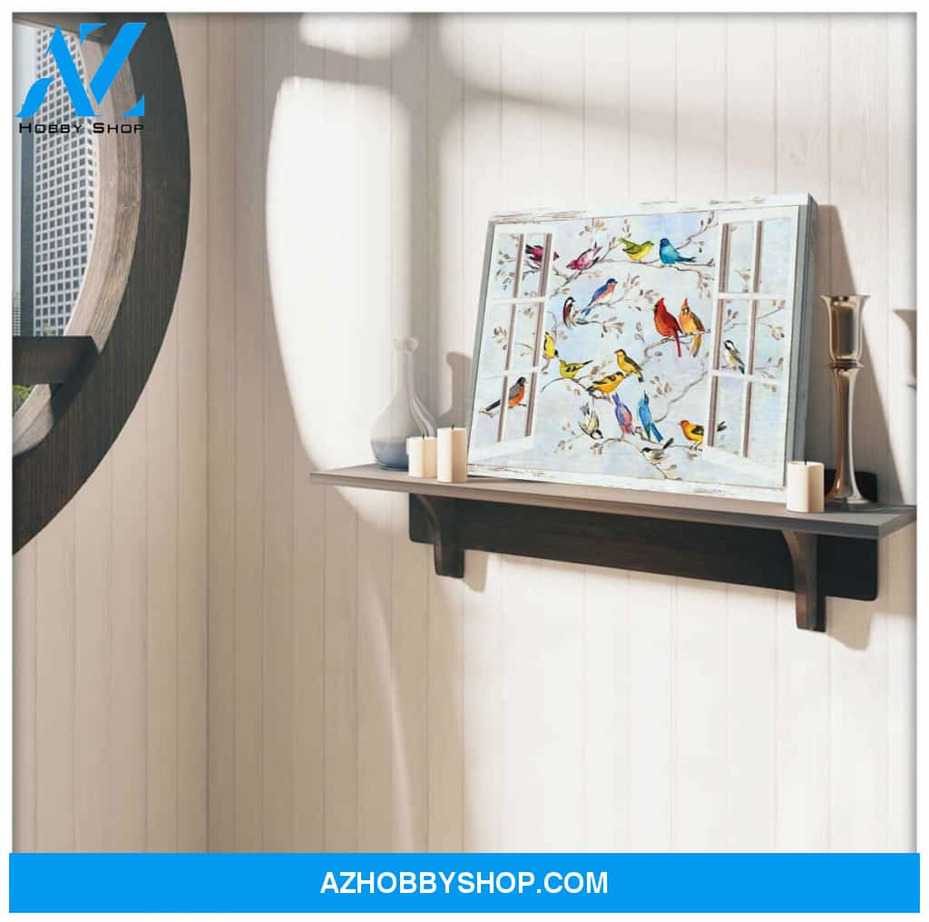 Birds and Windows Canvas Wall Art Decor, Wall Decor Visual Art