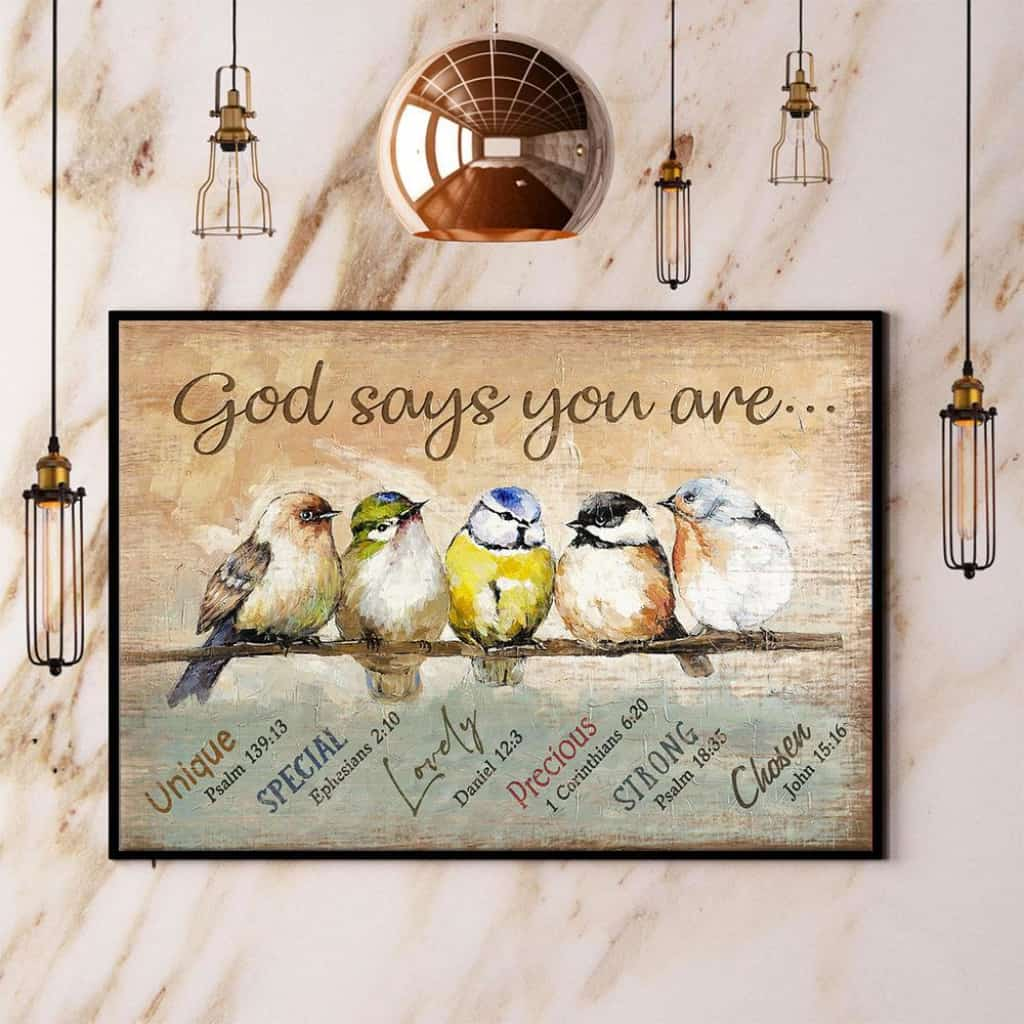 Birds God Says You Are Unique Special Lovely Paper Poster No Frame Matte Canvas Wall Decor