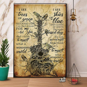 Birds I See Tree Of Green Red Roses Too Paper Poster No Frame Matte Canvas Wall Decor