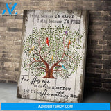 Birds I Sing Because I'm Happy Wall Art Canvas Prints, Wall Decor Visual Art