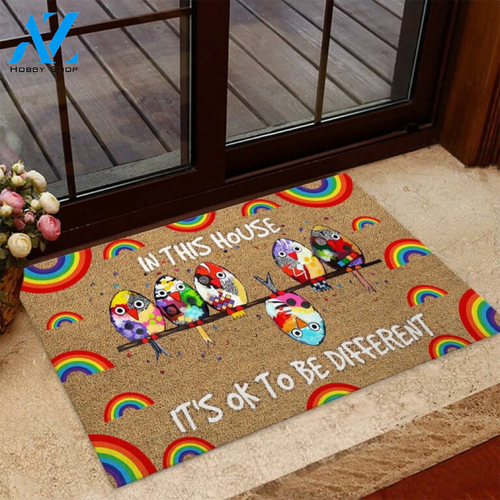 Birds In This House It's Ok To Be Different LGBT Support Coir Pattern Print Doormat | Welcome Mat | House Warming Gift