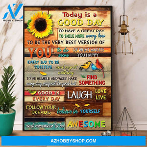 Birds Sunflower Today Is A Good Day Laugh Love Live Canvas And Poster, Wall Decor Visual Art