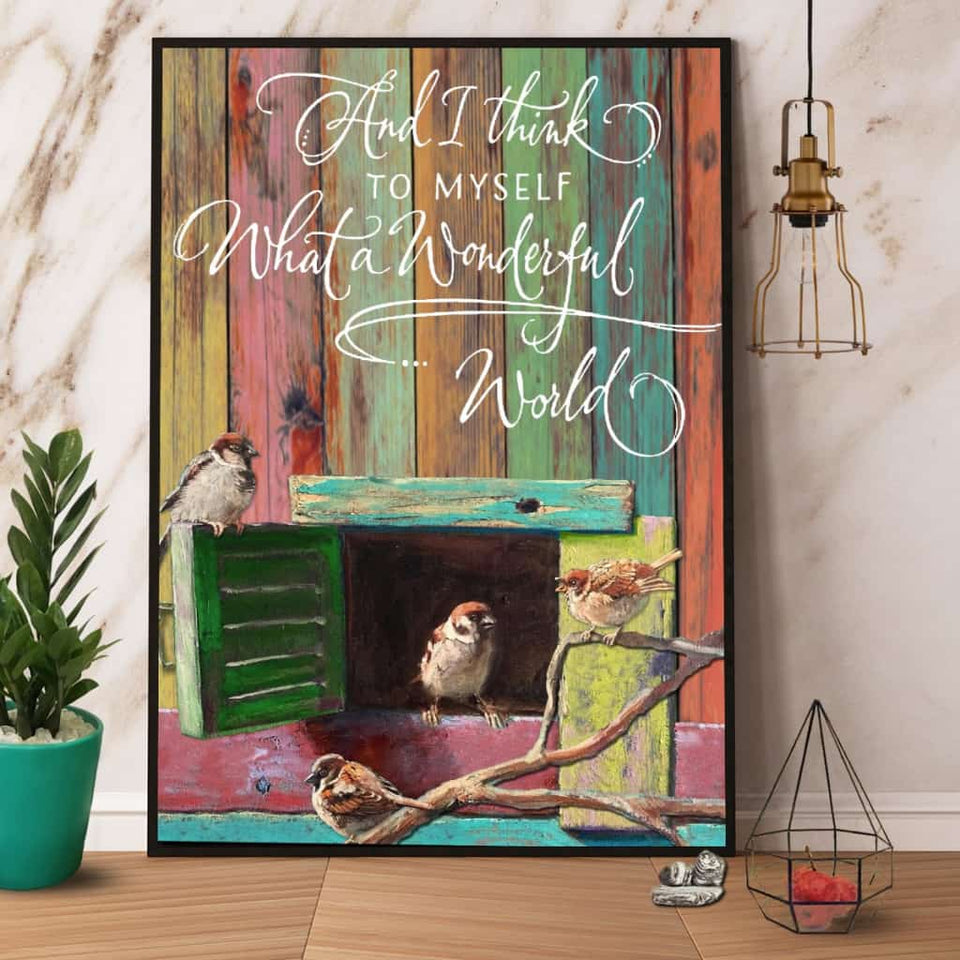 Birds What A Wonderful World Paper Poster No Frame Matte Canvas Wall Decor