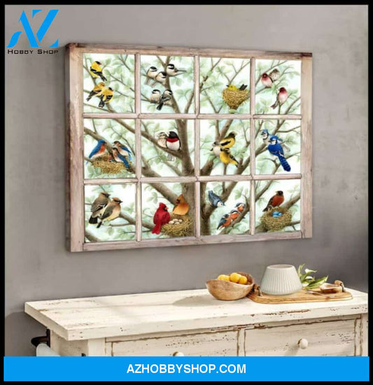 Birds Window Canvas - Hanging Art For Bedroom
