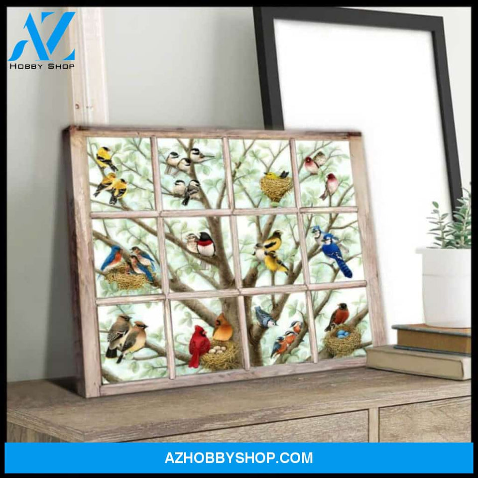 Birds Window Canvas - Hanging Art For Bedroom