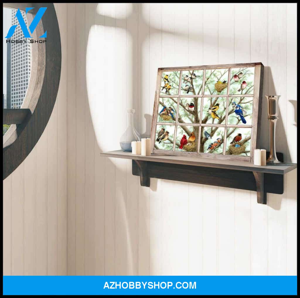 Birds Window Canvas Wall Art Decor, Wall Decor Visual Art