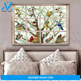 Birds Window Canvas Wall Art Decor, Wall Decor Visual Art