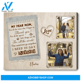 Birthday Gift Ideas For Mom From Daughter Personalized Canvas Gift My Dear Mom For all the times