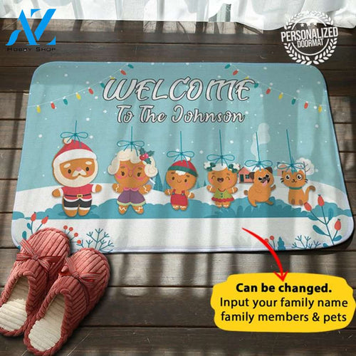 Biscuits Christmas Personalized House Name Doormat