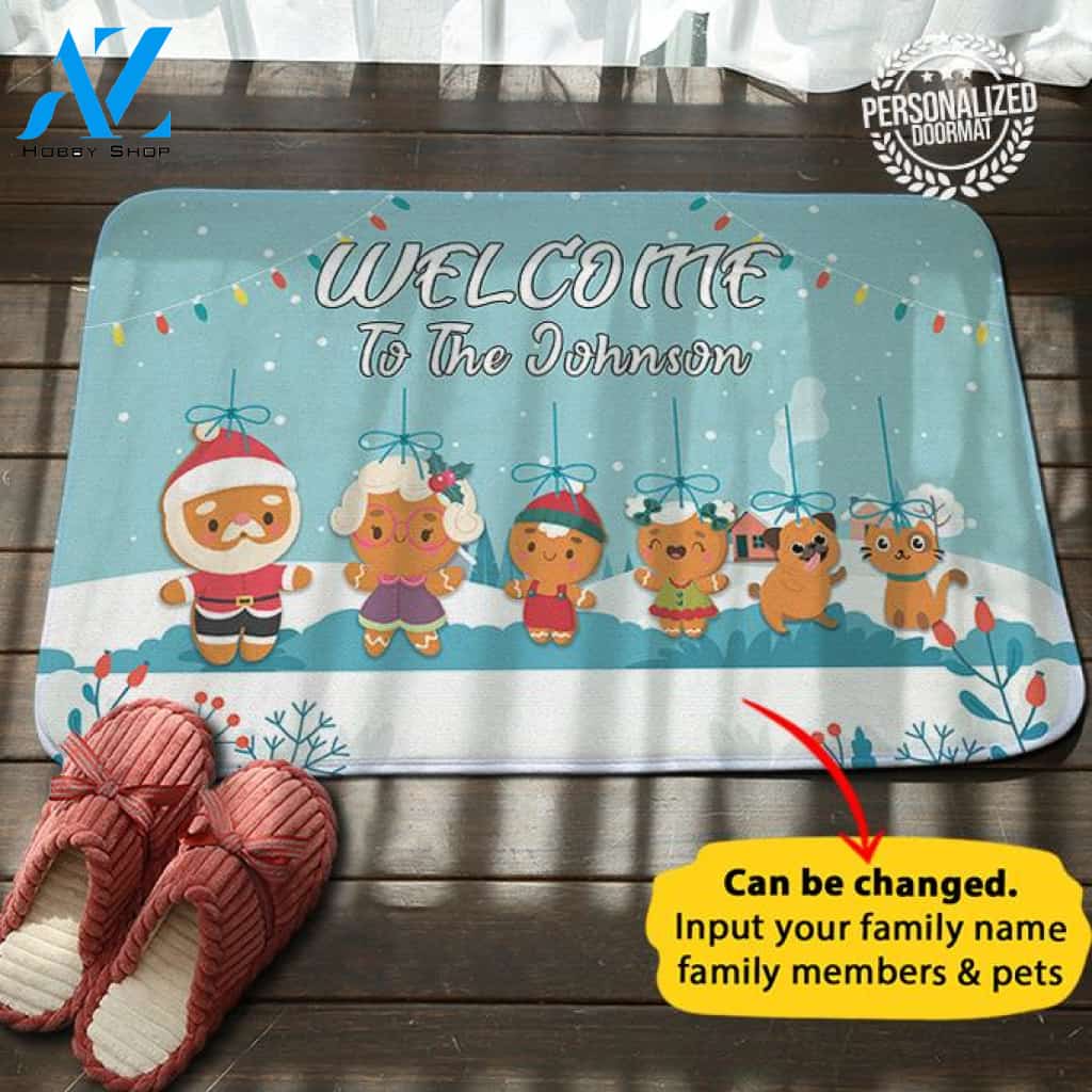 Biscuits Christmas Personalized House Name Doormat