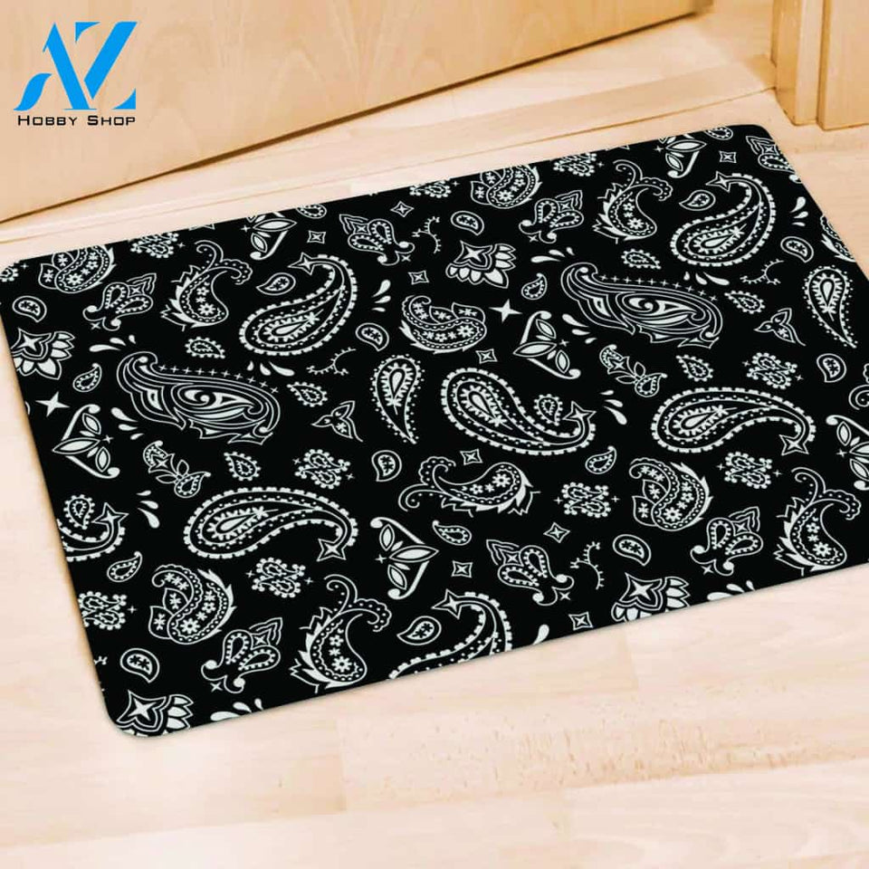 Black Bandana Door Mat
