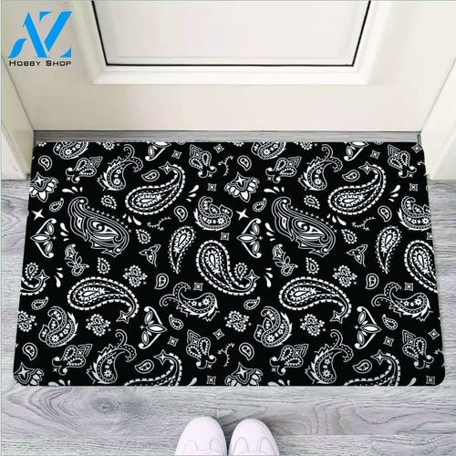 Black Bandana Door Mat