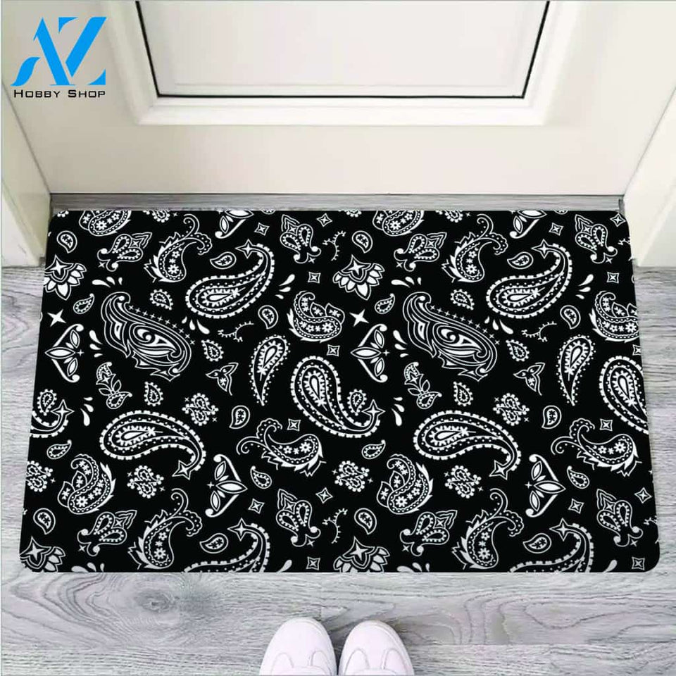 Black Bandana Door Mat
