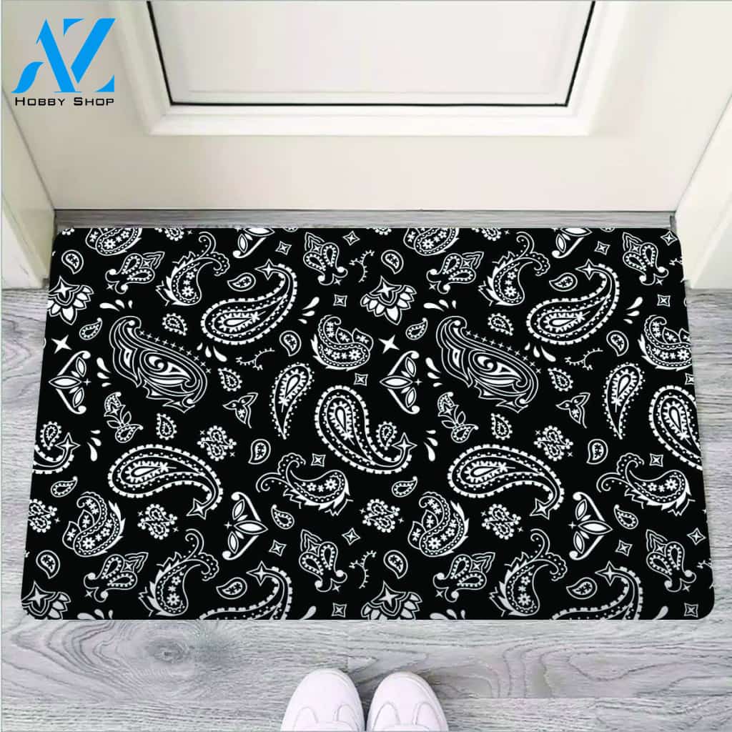 Black Bandana Door Mat