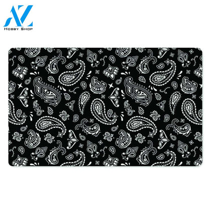 Black Bandana Door Mat