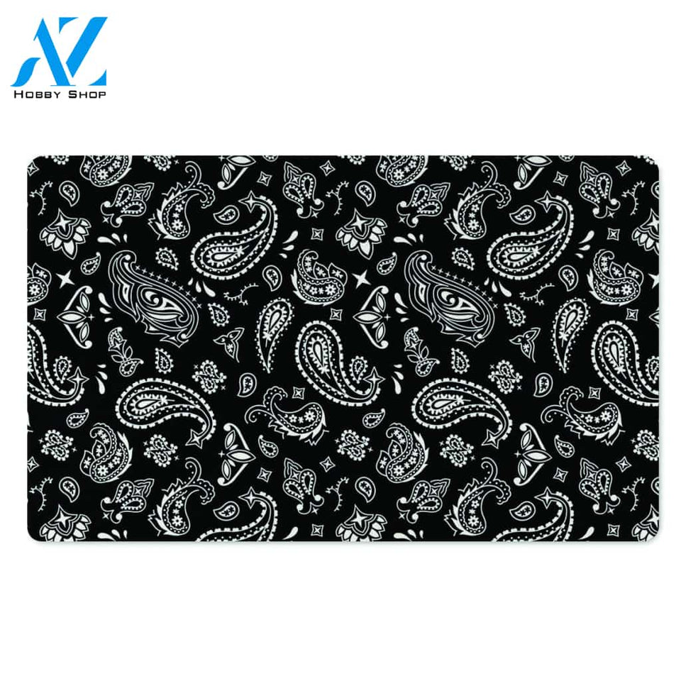 Black Bandana Door Mat