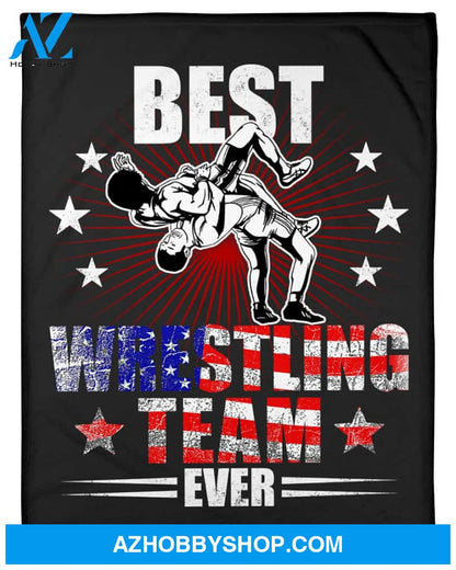 Black Blanket Best Wrestling Team Ever Fleece Blanket Home Decor Bedding Couch Sofa Soft And Comfy Cozy Gift For Wrestling Lovers, Gift For Friend Family
