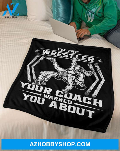 Black Blanket Wrestling Wrestler Your Coach Warned Fleece Blanket Fleece Blanket Home Decor Bedding Couch Sofa Soft And Comfy Cozy Gift For Wrestling Lovers