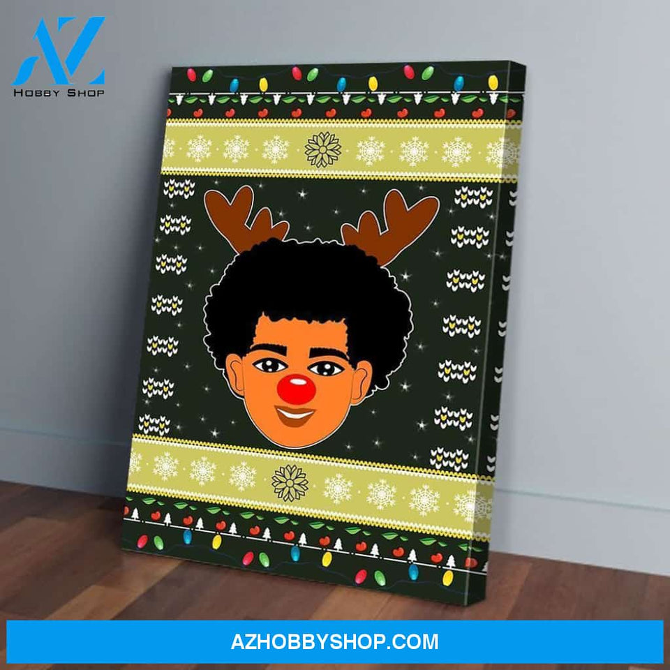 Black Boy Christmas Ugly Vertical Matte Canvas Wall Art